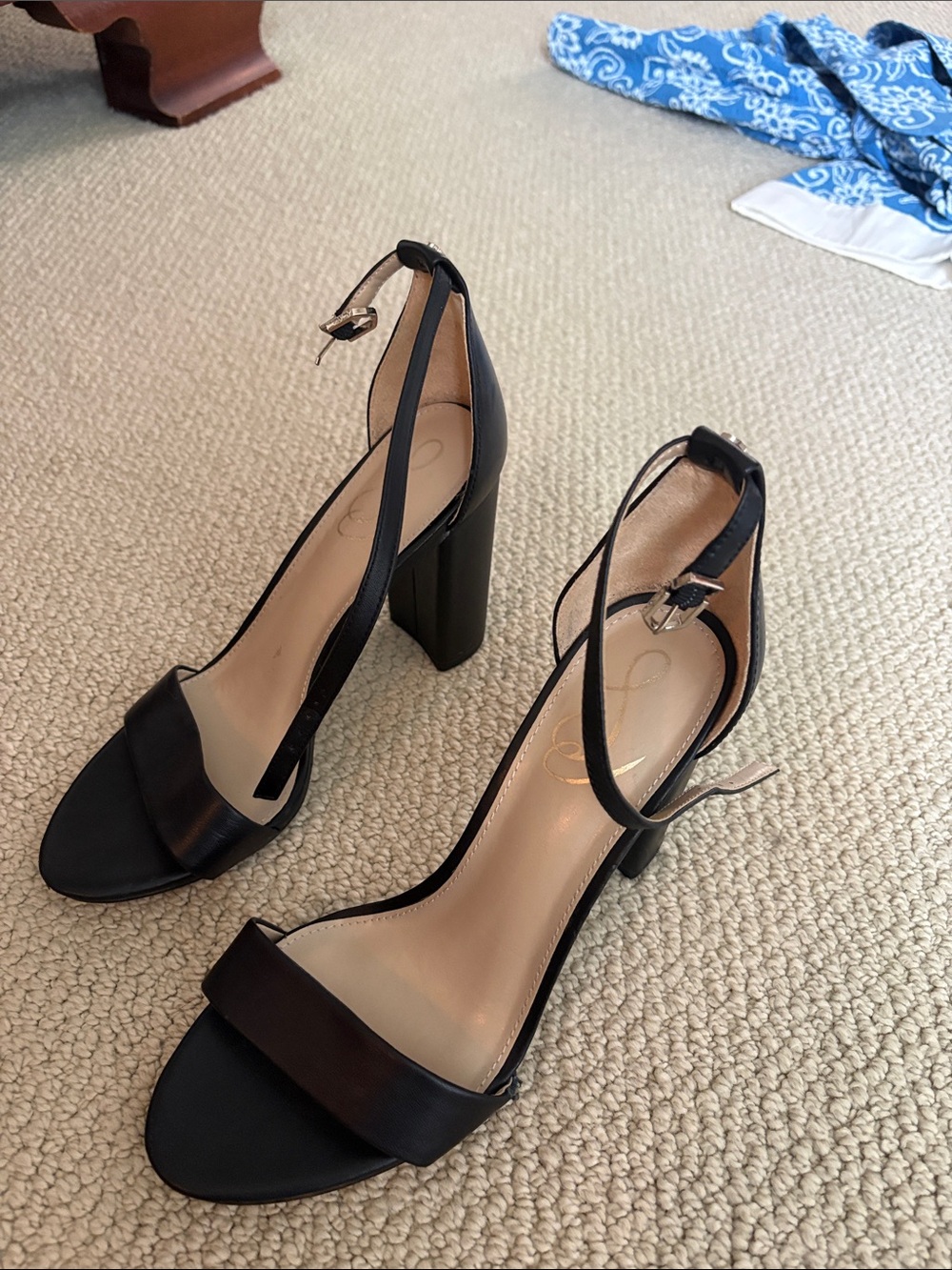 Sam Edelman Black Ankle-Strap Block Heel Sandals